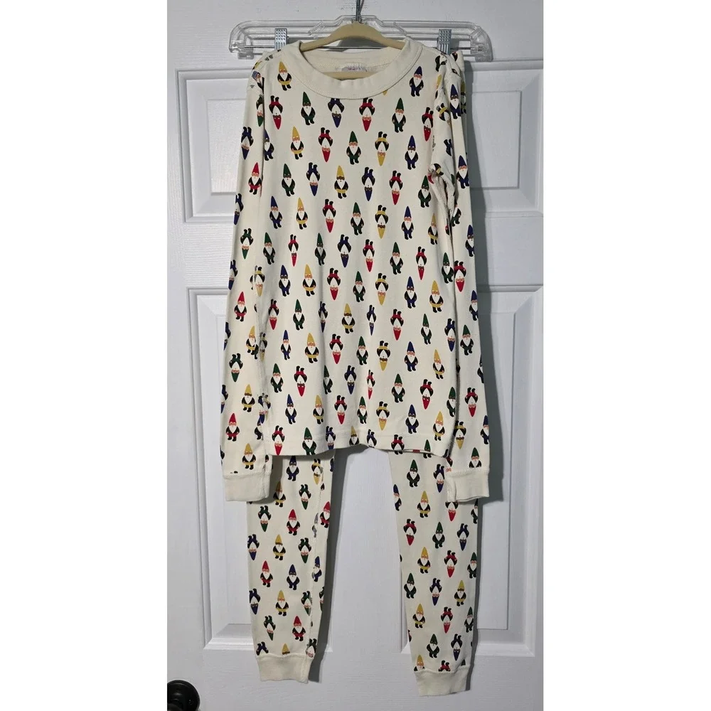 Hanna Andersson Kids Gnome Print Organic Cotton Pajama Set Cream Size 150 US 12